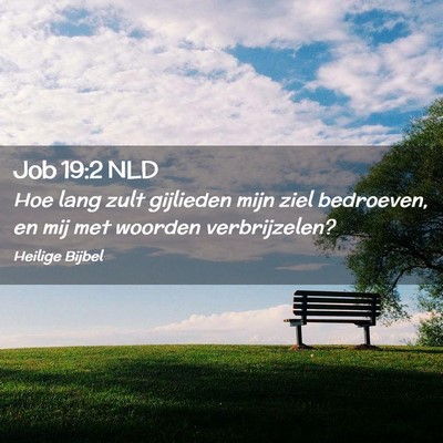Picture 02 - Job 19:2 NLD - Hoe lang zult gijlieden mijn ziel bedroeven, en - Bible Verse Picture