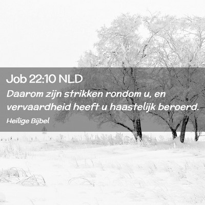 Picture 02 - Job 22:10 NLD - Daarom zijn strikken rondom u, en vervaardheid - Bible Verse Picture