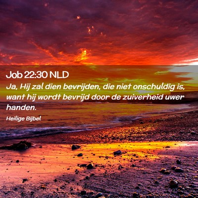 Picture 02 - Job 22:30 NLD - Ja, Hij zal dien bevrijden, die niet onschuldig - Bible Verse Picture