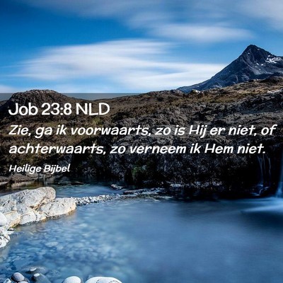 Picture 02 - Job 23:8 NLD - Zie, ga ik voorwaarts, zo is Hij er niet, of - Bible Verse Picture