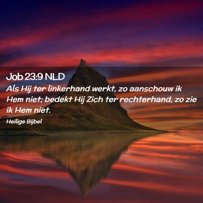 Picture 02 - Job 23:9 NLD - Als Hij ter linkerhand werkt, zo aanschouw ik Hem - Bible Verse Picture