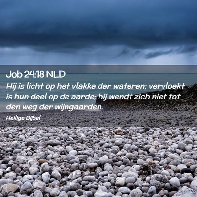 Picture 02 - Job 24:18 NLD - Hij is licht op het vlakke der wateren; vervloekt - Bible Verse Picture