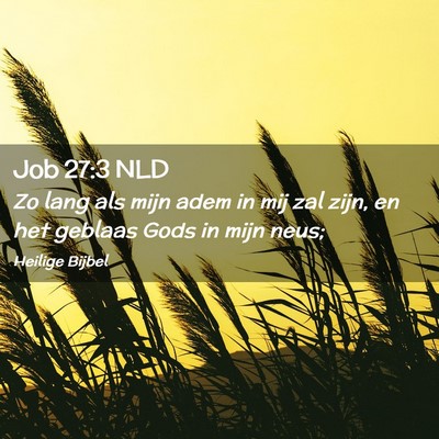 Picture 02 - Job 27:3 NLD - Zo lang als mijn adem in mij zal zijn, en het - Bible Verse Picture