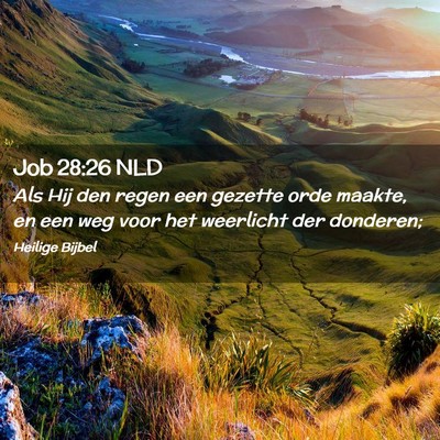 Picture 02 - Job 28:26 NLD - Als Hij den regen een gezette orde maakte, en een - Bible Verse Picture