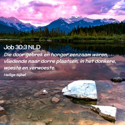 Picture 02 - Job 30:3 NLD - Die door gebrek en honger eenzaam waren, - Bible Verse Picture