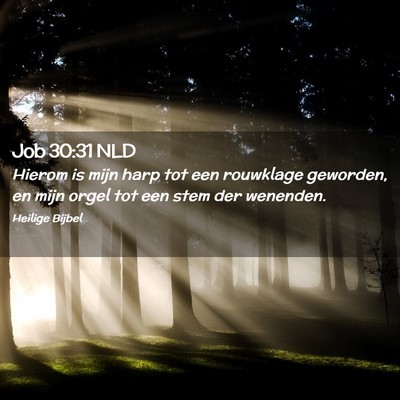 Picture 02 - Job 30:31 NLD - Hierom is mijn harp tot een rouwklage geworden, - Bible Verse Picture