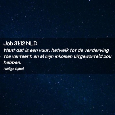 Picture 02 - Job 31:12 NLD - Want dat is een vuur, hetwelk tot de verderving - Bible Verse Picture