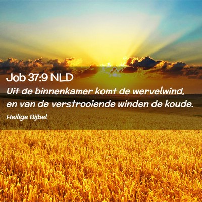 Picture 02 - Job 37:9 NLD - Uit de binnenkamer komt de wervelwind, en van de - Bible Verse Picture