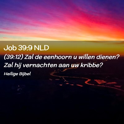 Picture 02 - Job 39:9 NLD - (39:12) Zal de eenhoorn u willen dienen? Zal hij - Bible Verse Picture
