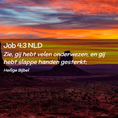 Picture 02 - Job 4:3 NLD - Zie, gij hebt velen onderwezen, en gij hebt - Bible Verse Picture