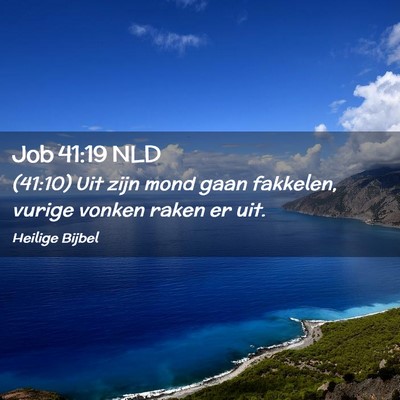 Picture 02 - Job 41:19 NLD - (41:10) Uit zijn mond gaan fakkelen, vurige - Bible Verse Picture