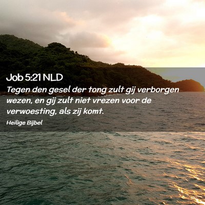 Picture 02 - Job 5:21 NLD - Tegen den gesel der tong zult gij verborgen - Bible Verse Picture