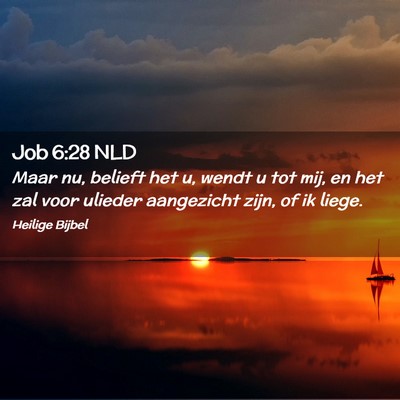 Picture 02 - Job 6:28 NLD - Maar nu, belieft het u, wendt u tot mij, en het - Bible Verse Picture