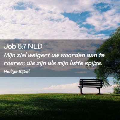 Picture 02 - Job 6:7 NLD - Mijn ziel weigert uw woorden aan te roeren; die - Bible Verse Picture