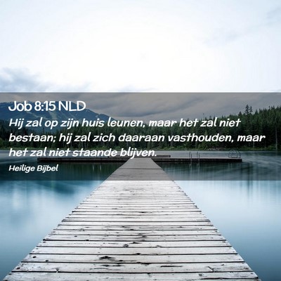 Picture 02 - Job 8:15 NLD - Hij zal op zijn huis leunen, maar het zal niet - Bible Verse Picture