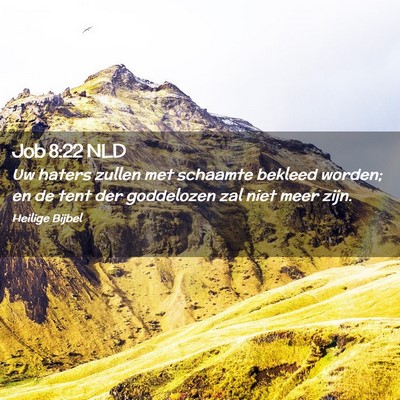 Picture 02 - Job 8:22 NLD - Uw haters zullen met schaamte bekleed worden; en - Bible Verse Picture
