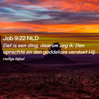 Picture 02 - Job 9:22 NLD - Dat is een ding, daarom zeg ik: Den oprechte en - Bible Verse Picture