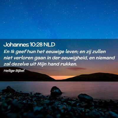 Picture 02 - Johannes 10:28 NLD - En Ik geef hun het eeuwige leven; en zij zullen - Bible Verse Picture