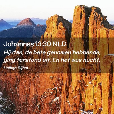 Picture 02 - Johannes 13:30 NLD - Hij dan, de bete genomen hebbende, ging terstond - Bible Verse Picture