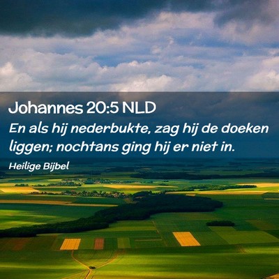 Picture 02 - Johannes 20:5 NLD - En als hij nederbukte, zag hij de doeken liggen; - Bible Verse Picture