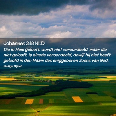 Picture 02 - Johannes 3:18 NLD - Die in Hem gelooft, wordt niet veroordeeld, maar - Bible Verse Picture