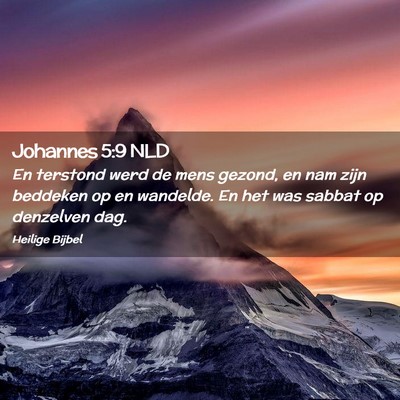 Picture 02 - Johannes 5:9 NLD - En terstond werd de mens gezond, en nam zijn - Bible Verse Picture