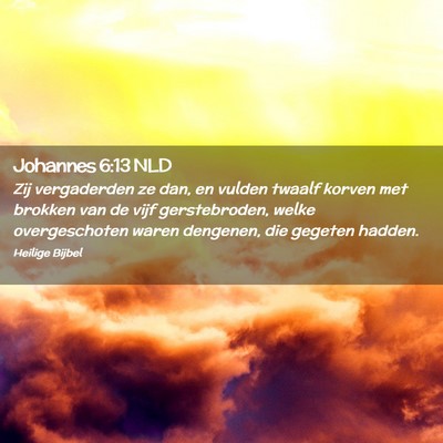 Picture 02 - Johannes 6:13 NLD - Zij vergaderden ze dan, en vulden twaalf korven - Bible Verse Picture