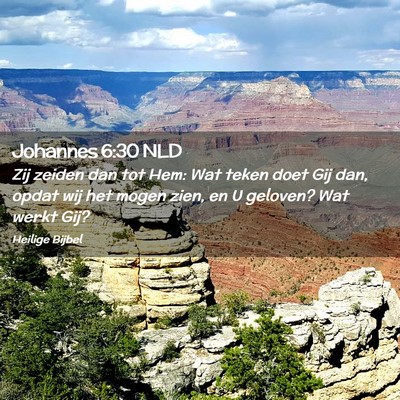 Picture 02 - Johannes 6:30 NLD - Zij zeiden dan tot Hem: Wat teken doet Gij dan, - Bible Verse Picture