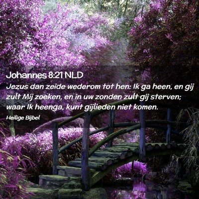 Picture 02 - Johannes 8:21 NLD - Jezus dan zeide wederom tot hen: Ik ga heen, en - Bible Verse Picture