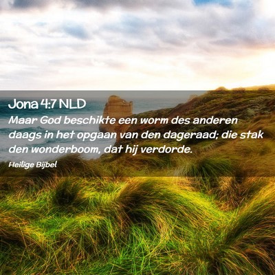 Picture 02 - Jona 4:7 NLD - Maar God beschikte een worm des anderen daags in - Bible Verse Picture