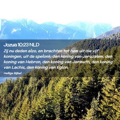 Picture 02 - Jozua 10:23 NLD - Zij nu deden alzo, en brachten tot hem uit die - Bible Verse Picture