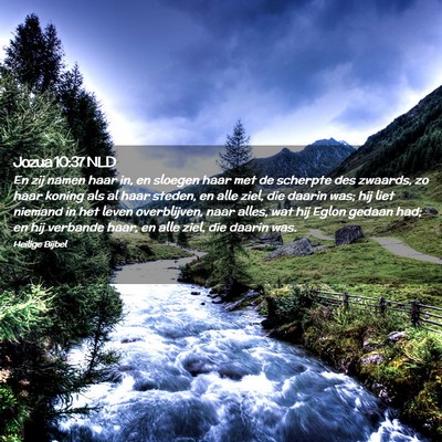 Picture 02 - Jozua 10:37 NLD - En zij namen haar in, en sloegen haar met de - Bible Verse Picture