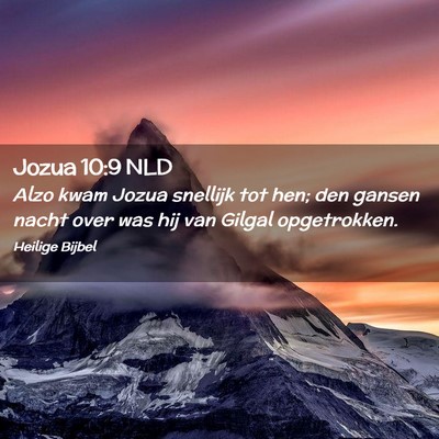 Picture 02 - Jozua 10:9 NLD - Alzo kwam Jozua snellijk tot hen; den gansen - Bible Verse Picture