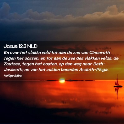 Picture 02 - Jozua 12:3 NLD - En over het vlakke veld tot aan de zee van - Bible Verse Picture