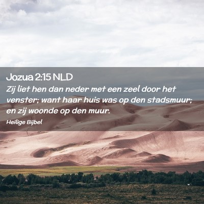 Picture 02 - Jozua 2:15 NLD - Zij liet hen dan neder met een zeel door het - Bible Verse Picture