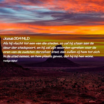 Picture 02 - Jozua 20:4 NLD - Als hij vlucht tot een van die steden, zo zal hij - Bible Verse Picture