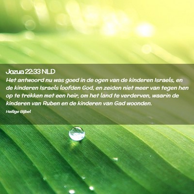 Picture 02 - Jozua 22:33 NLD - Het antwoord nu was goed in de ogen van de - Bible Verse Picture