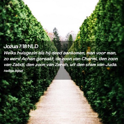 Picture 02 - Jozua 7:18 NLD - Welks huisgezin als hij deed aankomen, man voor - Bible Verse Picture