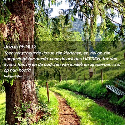 Picture 02 - Jozua 7:6 NLD - Toen verscheurde Jozua zijn klederen, en viel op - Bible Verse Picture