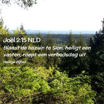 Picture 02 - Joël 2:15 NLD - Blaast de bazuin te Sion, heiligt een vasten, - Bible Verse Picture