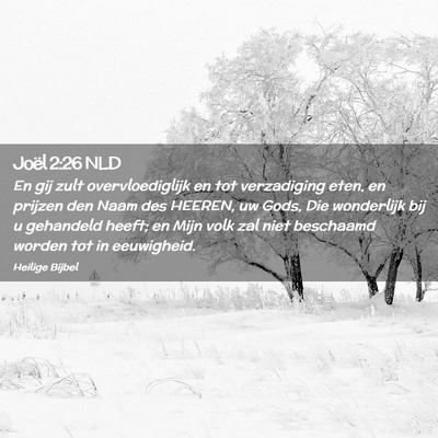 Picture 02 - Joël 2:26 NLD - En gij zult overvloediglijk en tot verzadiging - Bible Verse Picture