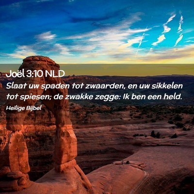 Picture 02 - Joël 3:10 NLD - Slaat uw spaden tot zwaarden, en uw sikkelen tot - Bible Verse Picture