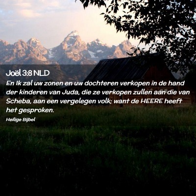 Picture 02 - Joël 3:8 NLD - En Ik zal uw zonen en uw dochteren verkopen in de - Bible Verse Picture