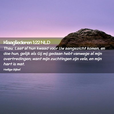Picture 02 - Klaagliederen 1:22 NLD - Thau. Laat al hun kwaad voor Uw aangezicht komen, - Bible Verse Picture
