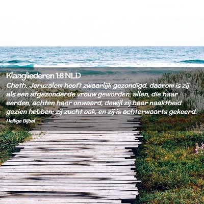 Picture 02 - Klaagliederen 1:8 NLD - Cheth. Jeruzalem heeft zwaarlijk gezondigd, - Bible Verse Picture