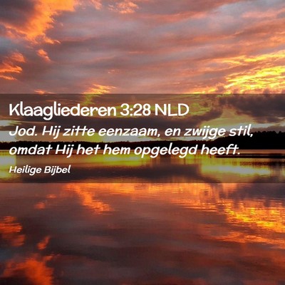 Picture 02 - Klaagliederen 3:28 NLD - Jod. Hij zitte eenzaam, en zwijge stil, omdat Hij - Bible Verse Picture