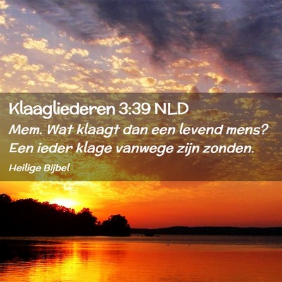 Picture 02 - Klaagliederen 3:39 NLD - Mem. Wat klaagt dan een levend mens? Een ieder - Bible Verse Picture