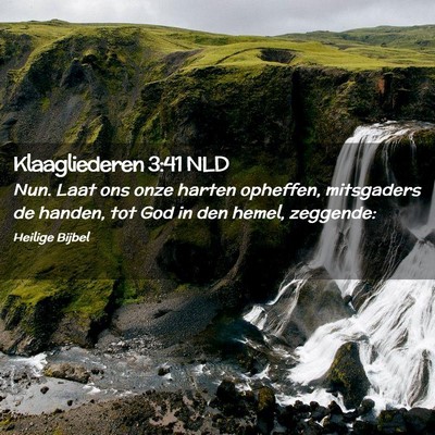 Picture 02 - Klaagliederen 3:41 NLD - Nun. Laat ons onze harten opheffen, mitsgaders de - Bible Verse Picture
