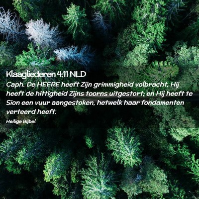 Picture 02 - Klaagliederen 4:11 NLD - Caph. De HEERE heeft Zijn grimmigheid volbracht, - Bible Verse Picture