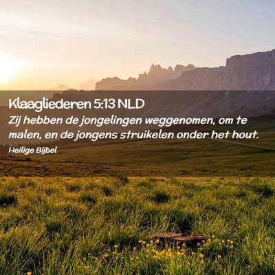 Picture 02 - Klaagliederen 5:13 NLD - Zij hebben de jongelingen weggenomen, om te - Bible Verse Picture